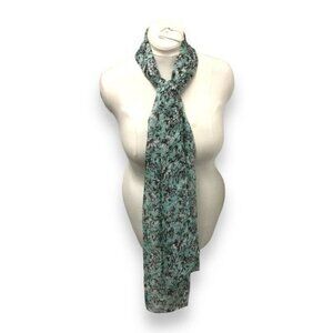 Cejon Vintage Women’s Long All-Over Floral Print Chiffon Scarf, Aqua, OSFA